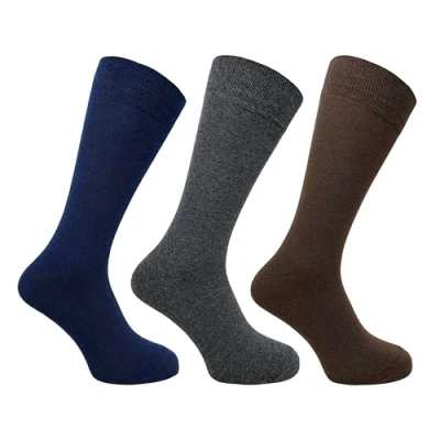 Image of Flexitop Men&#039;s Plain Socks 3 Pairs U.K. Size 6 11 socks, soft hold, comfort grip (Assorted)