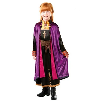 Image of Rubie&#039;s Official Disney Frozen 2, Anna Deluxe Dress, Childs Costume, Size Age 9 10 Years
