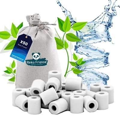 Image of Rinko France 50 Ceramic Beads Improve Water Quality Reduce Limescale Deposits Perfect for Carafe, Bottle, Coffee, Kettle, Natural Purifier Tap