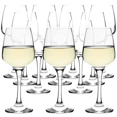 Image of Homiu Large White Wine Glasses Set of 12 330 ML Crystal Drinking Glass Florence Collection Party Wedding Gift Cocktail Home Restaurants Kitchen Glassware Dishwasher Safe