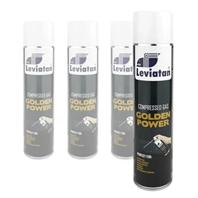 Image of LEVIATAN Golden Power Set of 4 Compressed Air Sprays 600 ml Cleaner Perfect for Cleaning Keyboard and Computer Very Practical