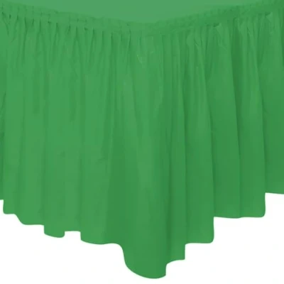 Image of Unique Party 50060 Plastic Emerald Green Table Skirt, 14ft