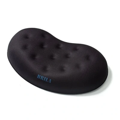 Image of BRILA Ergonomic Memory Foam Mouse Wrist Rest Support Pad Cushion for Computer, Laptop, Office Work, PC Gaming Massage Holes Design Pain Relief (Black Rest)