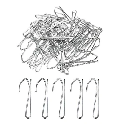 Image of SUNF Curtain Hooks, 50 Pack Metal Single Prongs Pinch Pleat Drapery Pin Hooks for Window Kitchen Bedroom Bathroom Office Door(Silver)