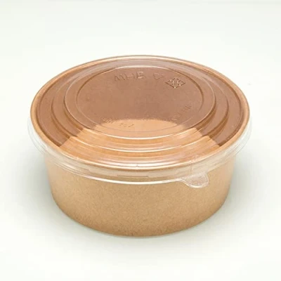 Image of LESIBAG Large Paper Bowls Disposable Salad with Lid Takeaway Food Containers for Hot/Cold 15 Sets (45 OZ)
