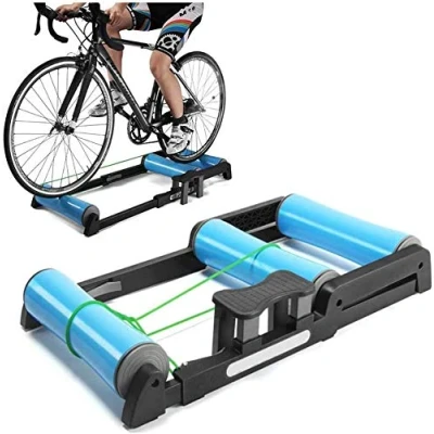 Image of FHUILI Foldable Bike Trainer Rollers Bicycle Training Bracket MTB Road Cycling Roller Exercise Station Resistance Fitness Machine,A