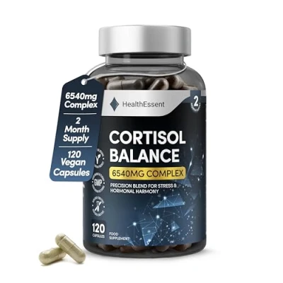 Image of Cortisol Blend 3540mg, Reducing and Hormonal Harmony with Ashwagandha, Rhodiola Rosea, Magnesium, L Theanine &amp; Tyrosine Lowering Supplements 120 Capsules by HealthEssent