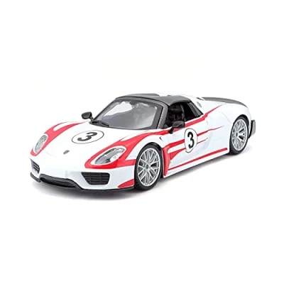 Image of Bburago 18 28009 Porsche 918 Spyder, Weissach #3 1:24 Scale Model car, White
