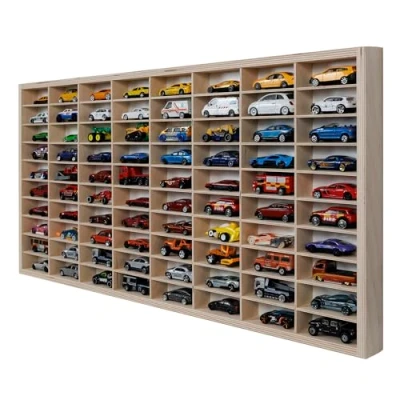 Image of Dekoralove wood ORGANIZER for Hot Wheels cars display 80X40CM jewelry toy collection storage compartments manufacturer