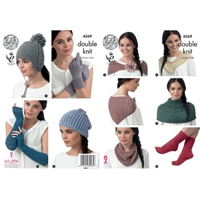 Image of King Cole 4369 Knitting Pattern Leaflet Hats, Scarf, Neck Warmers, Gloves and Fingerless to Knit in Baby Alpaca DK