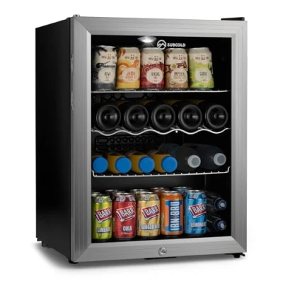 Image of Subcold Super65 LED Table Top Fridge 65L Beer, Wine and Drinks Light + Lock Key Energy Efficient (Silver)