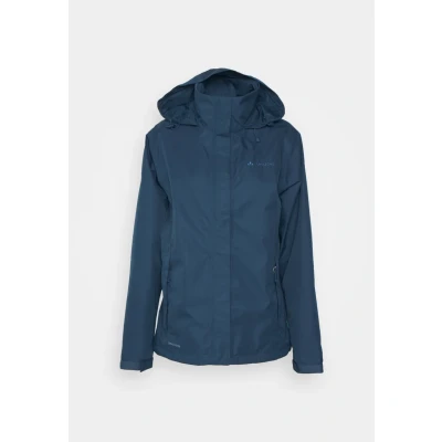 Image of VAUDE Women&#039;s Escape Light rain jacket in blue, Waterproof Women, packable with Hood, Climate Friendly Windbreaker Jacket, 34