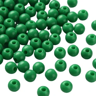 Image of Pack of 200 Opaque Acrylic 6mm Round Large Hole Beads Green