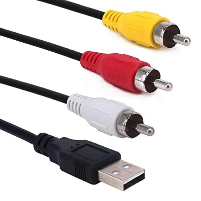 Image of USB to 3RCA Cable, Haokiang 5 Feet/1.5m Male 3 RCA Jack Splitter Audio Video AV Composite Adapter Cord Cable (USB M/3RCA M)