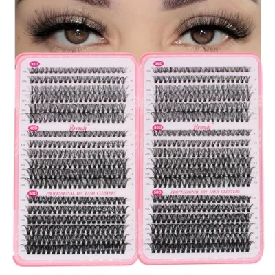 Image of Bransfy 3 Styles 720pcs Eyelashes Clusters Lash Wispy Individual Lashes D Curl Extension 9 16MM Natural Volume DIY Cluster Eyelash(30D+40D+50D)