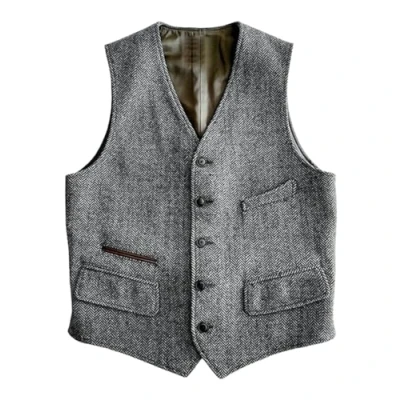Image of Solovedress Wool Suit Vest Formal Regular Fit for Wedding Groomsmen, silver, L