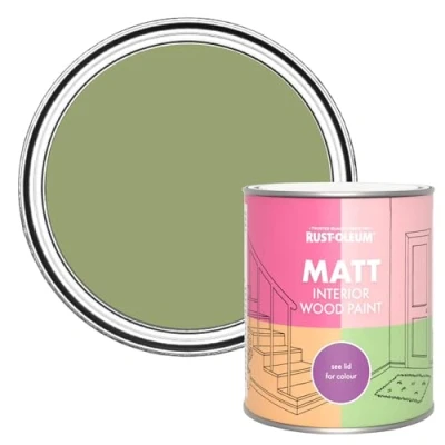Image of Rust Oleum Green Interior Wood Paint in Matt Finish Familiar Ground 750ml