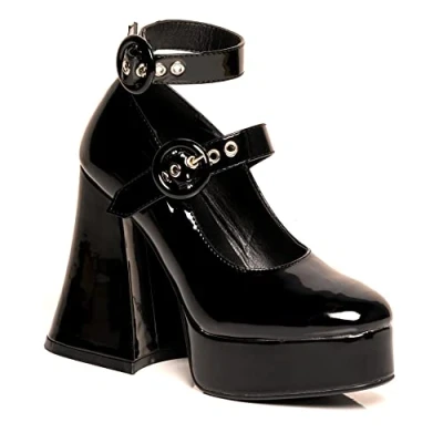 Image of LAMODA Women&#039;s Spoil Me Court Shoe, Black Patent, 8 UK