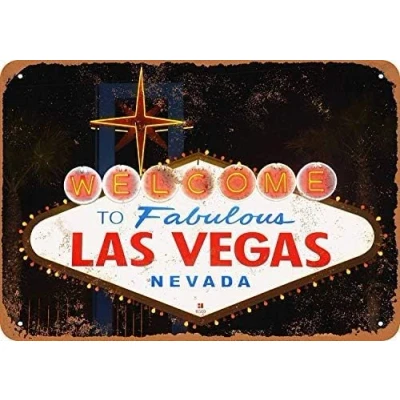Image of Welcome to Fabulous Las Vegas Vintage Custom Metal Tin Sign 8x12 inches