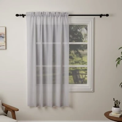 Image of Pacok Darkgray Voile Curtains, 72 Drop Net Curtain for Windows, Rod Pocket Sheer Panel Curtains Living Room Kitcken Bedroom W56xL72 Inch(Darkgray,142 x 183cm)
