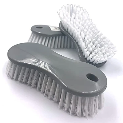 Image of Pack of 3 Scrubbing Brush Plastic Brushes for Cleaning, Easy Grip Stiff Bristle to Clean and Scrub Floors, Carpets, Kitchen, Bathroom