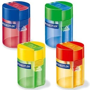 Image of Staedtler Round tub single sharpener 511 006 BK assorted colours pack of 4