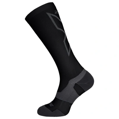 Image of 2XU Unisex&#039;s Vectr Light Cushion Full Length Socks Compression, Black/Titanium, L1