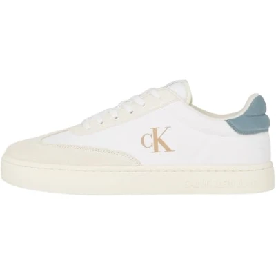 Image of Calvin Klein Jeans Classic Cupsole MIX Trainers, Men&#039;s, Size: 8, Bright white/creamy white/lead Cotton