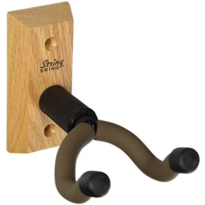 Image of String Swing 4 Pack Oak Wall Mount Guitar Hanger Hook for Hardwood Mounted Holder Accessories CC01K O4 Made in USA
