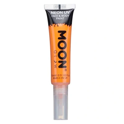 Image of Neon UV Face &amp; Body Paint with Brush Applicator by Moon Glow 15ml Intense Orange