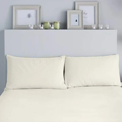 Image of Fusion Brushed Bedding 100% Cotton Pair of Housewife Pillowcases 50 x 75cm in Cream