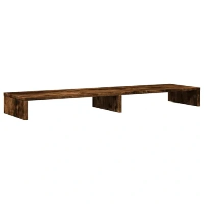 Image of vidaXL Dual Monitor Stand 100x27x10 cm Smoked Oak Engineered Wood Ergonomic Riser with Storage Compartments Holds Up to 25 kg