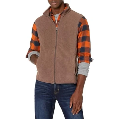 Image of Amazon Essentials Men&#039;s Full Zip Polar Fleece Vest (Available in Big &amp; Tall), Brown Heather, XXL