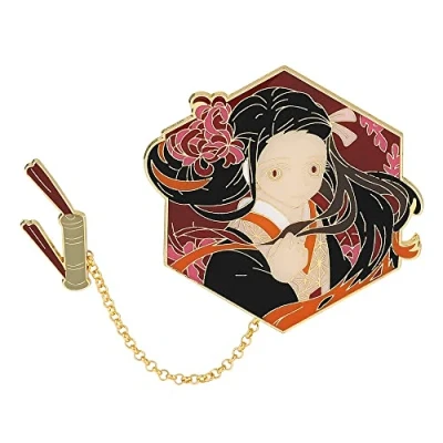 Image of ROSETOR 1pc Demon Slayer Pin Alloy Pins Anime Badge Cartoon Character Brooch Collection Bags Button Bad（With pendant） (STYLE1)