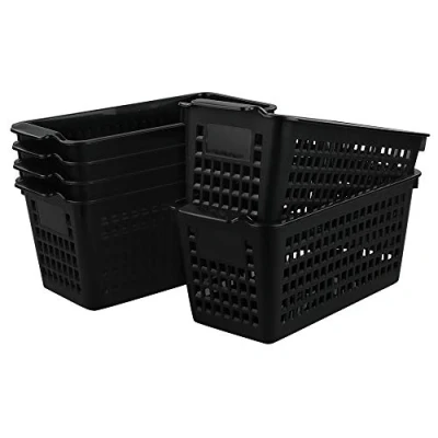 Image of Yarebest 6 pack Black Plastic Storage Baskets, Small Basket Set