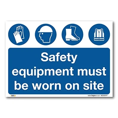 Image of Safety equipment must be worn on site, A1 841x594mm, PVC Rigid Plastic, Building, Renovations, PPE Construction Site Signs