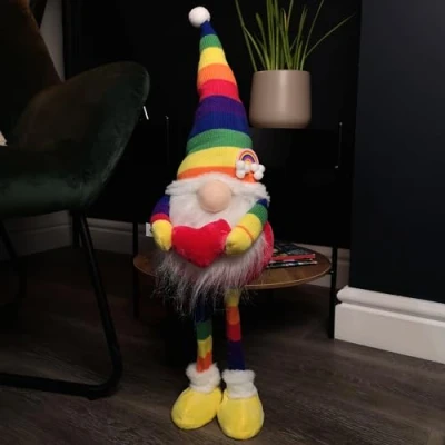 Image of 66cm Large Standing Plush Rainbow Christmas Gonk Decoration