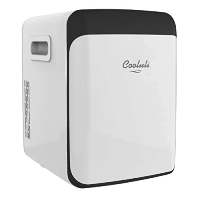 Image of Cooluli 15L Mini Fridge for Bedroom Car,Office Desk &amp; College Dorm Room 12V Portable Cooler Warmer Food,Drinks,Skincare,Beauty,Makeup Cosmetics AC/DC Small Refrigerator (White),CL15L2W