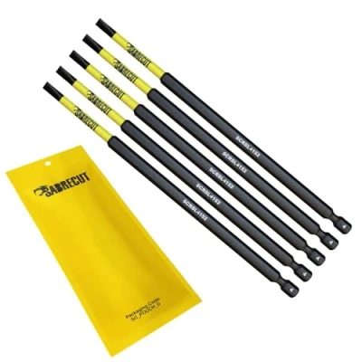Image of 5 x SabreCut SCRSL4152_5 152mm SL4 Slotted Magnetic Impact Screwdriver Driver Bits Set Single Ended Heavy Duty Compatible with Dewalt Milwaukee Bosch Makita and Others