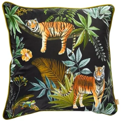 Image of Evans Lichfield Jungle Tiger Cushion Cover, Black, 43 x 43cm