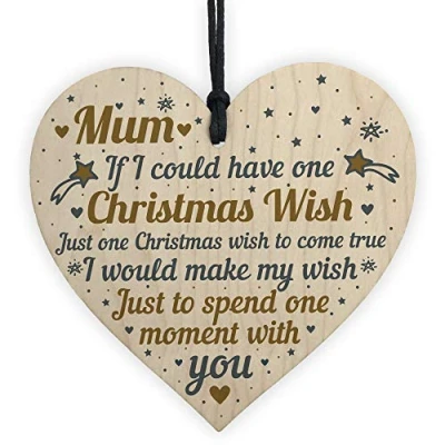 Image of RED OCEAN Mum Christmas Memorial Tree Decoration Handmade Hanging Wooden Bauble Chic Sign Gift For Mother