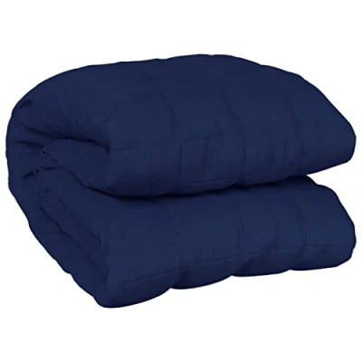 Image of vidaXL Weighted Blanket Bedroom Bedding Calming Cotton Quilt for Anxiety Stress Relief Blue 200x200 cm 13 kg Fabric