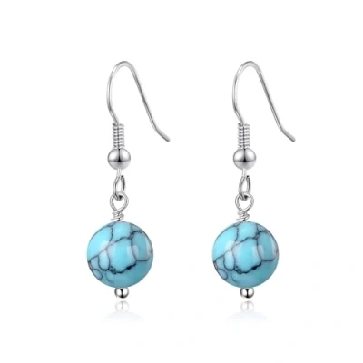 Image of Philip Jones Synthetic Turquoise Gemstone Round Drop Earrings