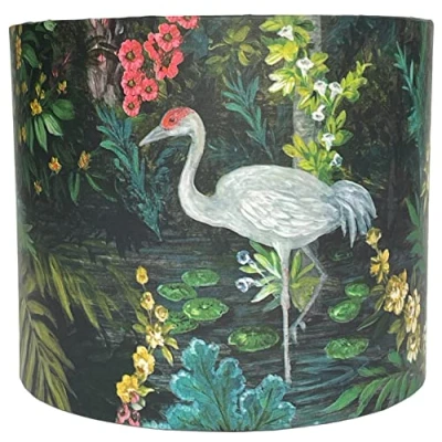 Image of Jungle Lampshade Ceiling Light Shade Tropical Crane Bird Animal Floral Botanical Lampshades Table Lamps Lights Bedroom Home Decor