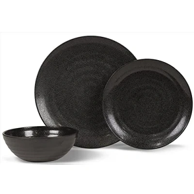 Image of Kampa Ebony Cobble 12 Piece Melamine Dinner Picnicware Set
