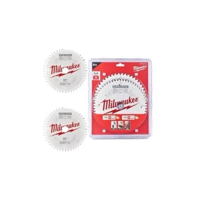 Image of Milwaukee CSB 216mm x 30mm Circular Saw Blades for Mitre Saws Twin Pack 4932479575 48T &amp; 60T