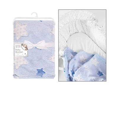 Image of First Steps Blue Baby Blanket 75X100CM Stars Design
