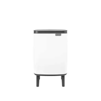 Image of Brabantia Bo Waste Bin Hi 7L with Soft Close Lid, Removable Inner Bucket, and Transport Grip Ideal for Bathroom, Bedroom, Home Office White