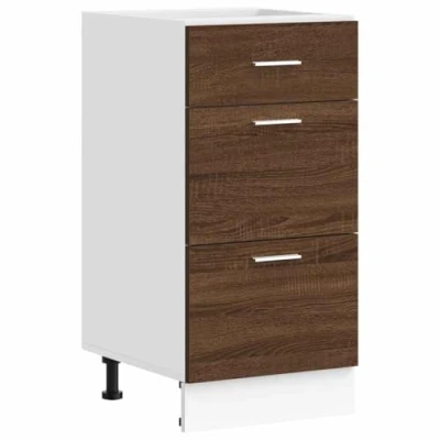 Image of vidaXL Bottom Cabinet Kitchen Cupboard Brown Oak Engineered Wood 40x46x81.5 cm Adjustable Feet Ample Storage