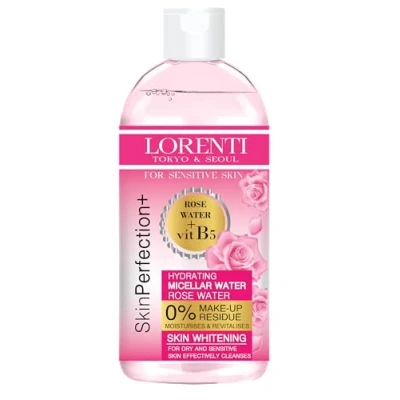 Image of Lorenti Skin+ Micellar Water For Waterproof Makeup Facial Cleanser &amp; Remover 0% Make Up Residue Any Skin Type 13.5 Fl Oz Rose 400 ml